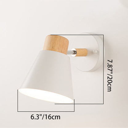 Round Horn Shape Wooden Iron 1-Light Wall Sconce Lamp
