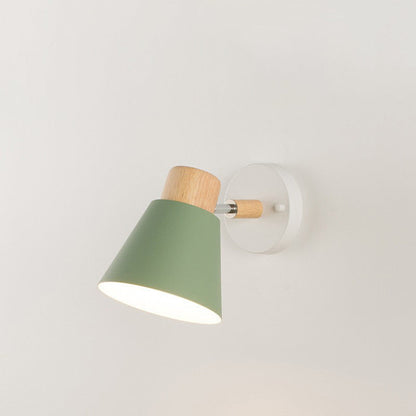 Round Horn Shape Wooden Iron 1-Light Wall Sconce Lamp