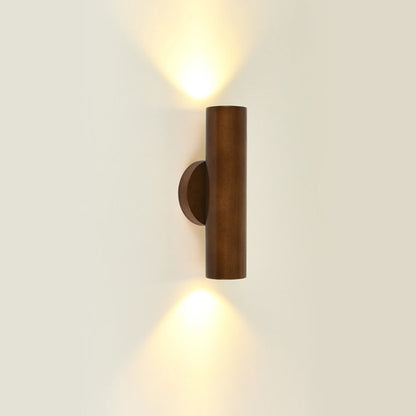 Cylinder Wood Grain Rubberwood LED Wall Sconce Lamp