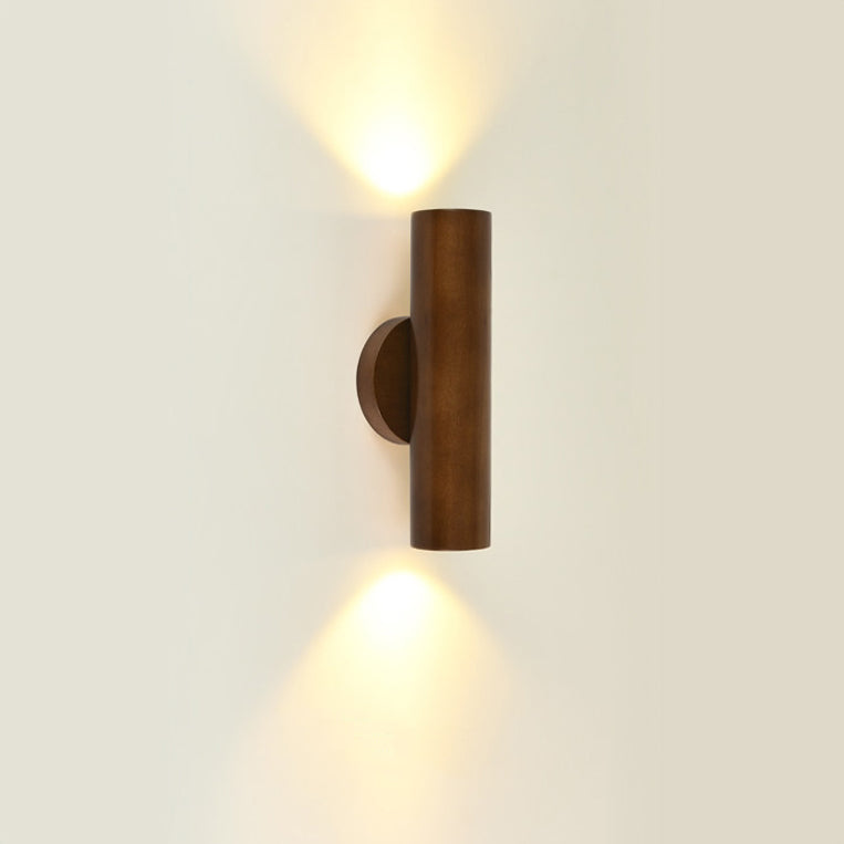 Cylinder Wood Grain Rubberwood LED Wall Sconce Lamp