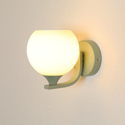 Cylinder Flower Iron Glass Shade 1-Light Wall Sconce Lamp
