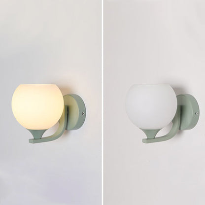 Cylinder Flower Iron Glass Shade 1-Light Wall Sconce Lamp