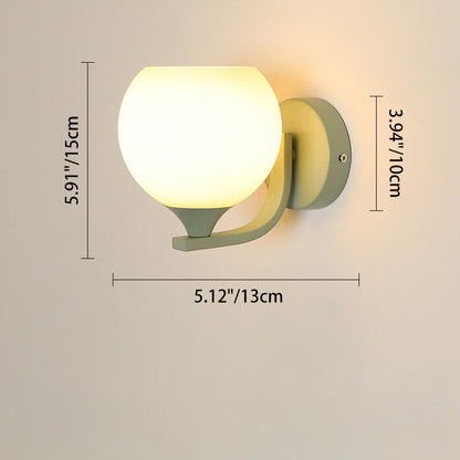 Cylinder Flower Iron Glass Shade 1-Light Wall Sconce Lamp