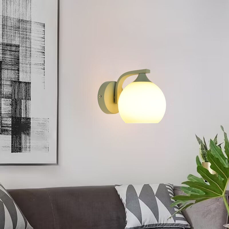 Cylinder Flower Iron Glass Shade 1-Light Wall Sconce Lamp