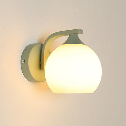 Cylinder Flower Iron Glass Shade 1-Light Wall Sconce Lamp