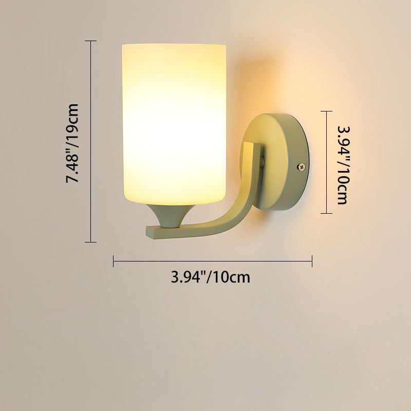Cylinder Flower Iron Glass Shade 1-Light Wall Sconce Lamp
