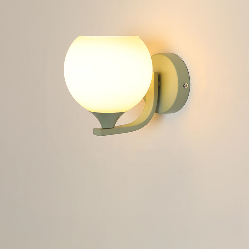 Cylinder Flower Iron Glass Shade 1-Light Wall Sconce Lamp