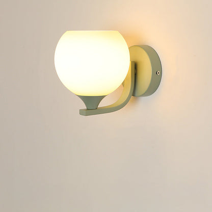 Cylinder Flower Iron Glass Shade 1-Light Wall Sconce Lamp