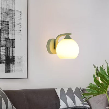 Cylinder Flower Iron Glass Shade 1-Light Wall Sconce Lamp