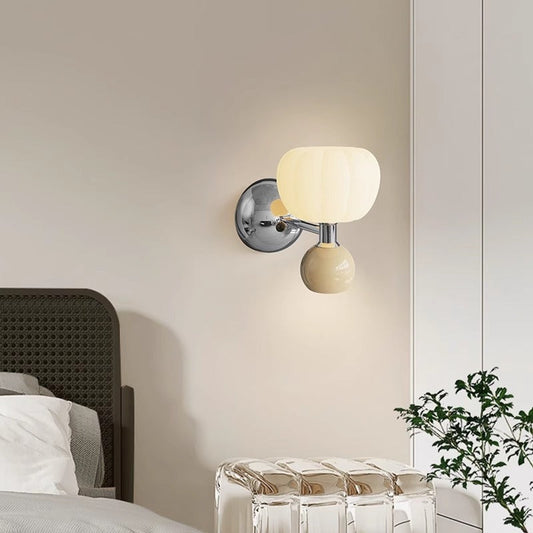 French Iron Acrylic Pumpkin-Shaped 2-Light Wall Sconce Lamp