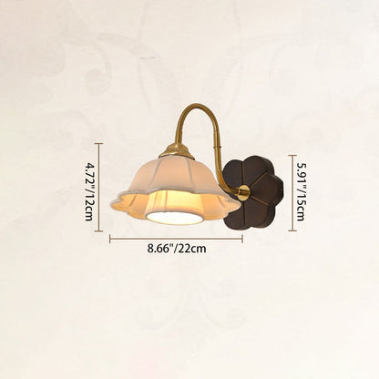 French Fabric Ash Petal-Shaped 1-Light Wall Sconce Lamp