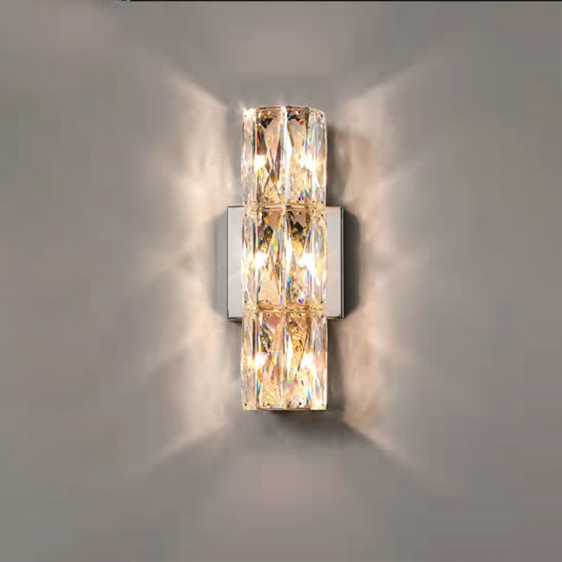 Rectangular Steel Crystal 3/4/6 Light Wall Sconce Lamp