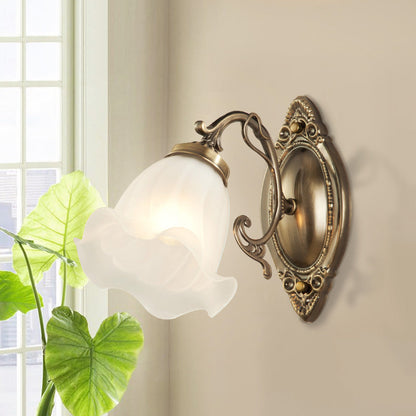 European Drum Glass Copper 1-Light Wall Sconce Lamp