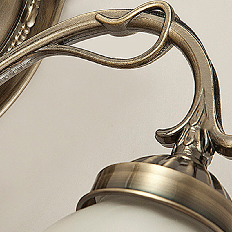 European Drum Glass Copper 1-Light Wall Sconce Lamp