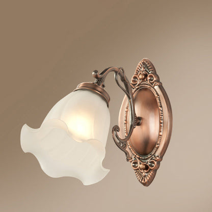 European Drum Glass Copper 1-Light Wall Sconce Lamp