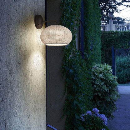 Nordic Round Rattan Iron 1-Light Wall Sconce Lamp