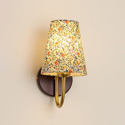 Nordic Drum Wood Iron Fabric 1-Light Wall Sconce Lamp