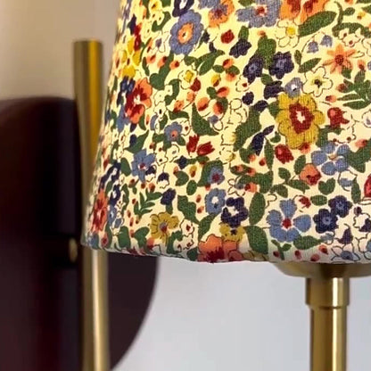 Nordic Drum Wood Iron Fabric 1-Light Wall Sconce Lamp