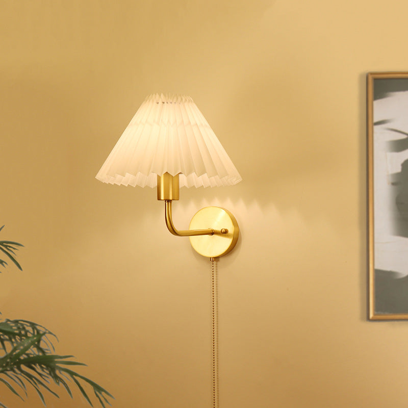 Nordic Drum Copper Fabric 1-Light Wall Sconce Lamp