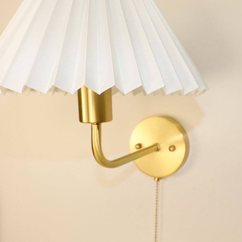 Nordic Drum Copper Fabric 1-Light Wall Sconce Lamp
