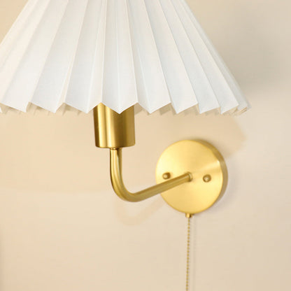 Nordic Drum Copper Fabric 1-Light Wall Sconce Lamp