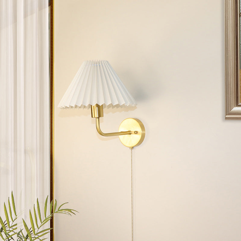 Nordic Drum Copper Fabric 1-Light Wall Sconce Lamp