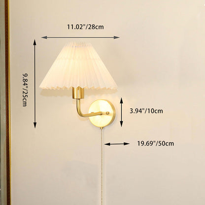 Nordic Drum Copper Fabric 1-Light Wall Sconce Lamp