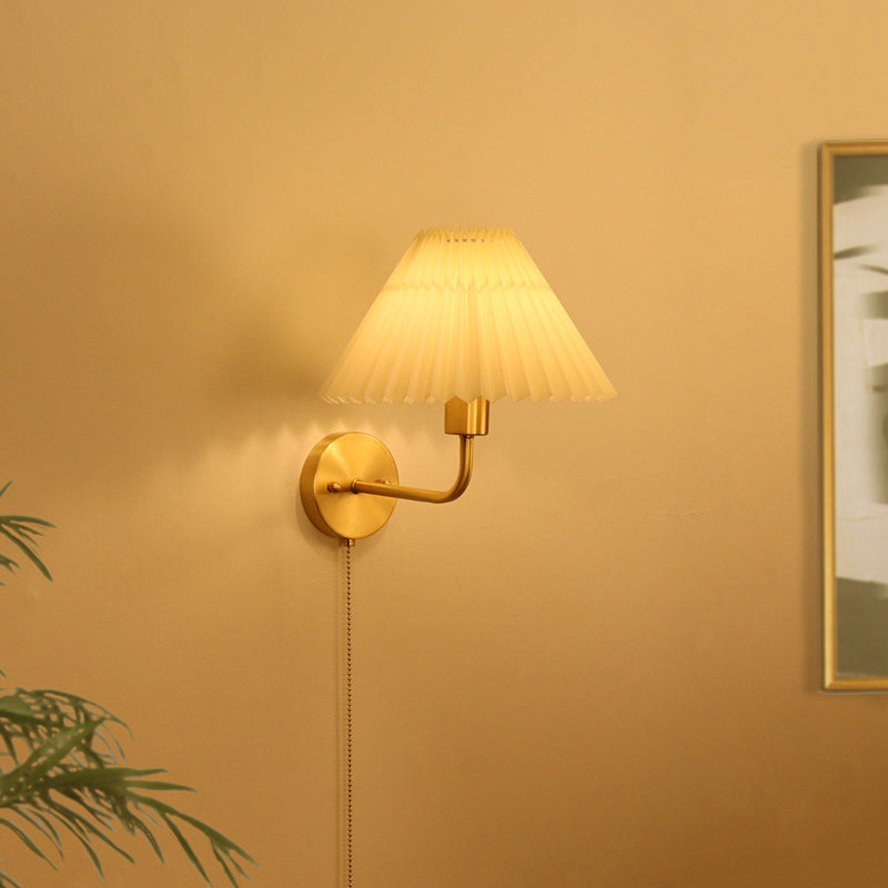 Nordic Drum Copper Fabric 1-Light Wall Sconce Lamp