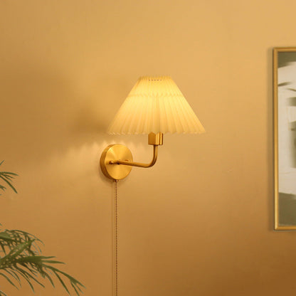 Nordic Drum Copper Fabric 1-Light Wall Sconce Lamp
