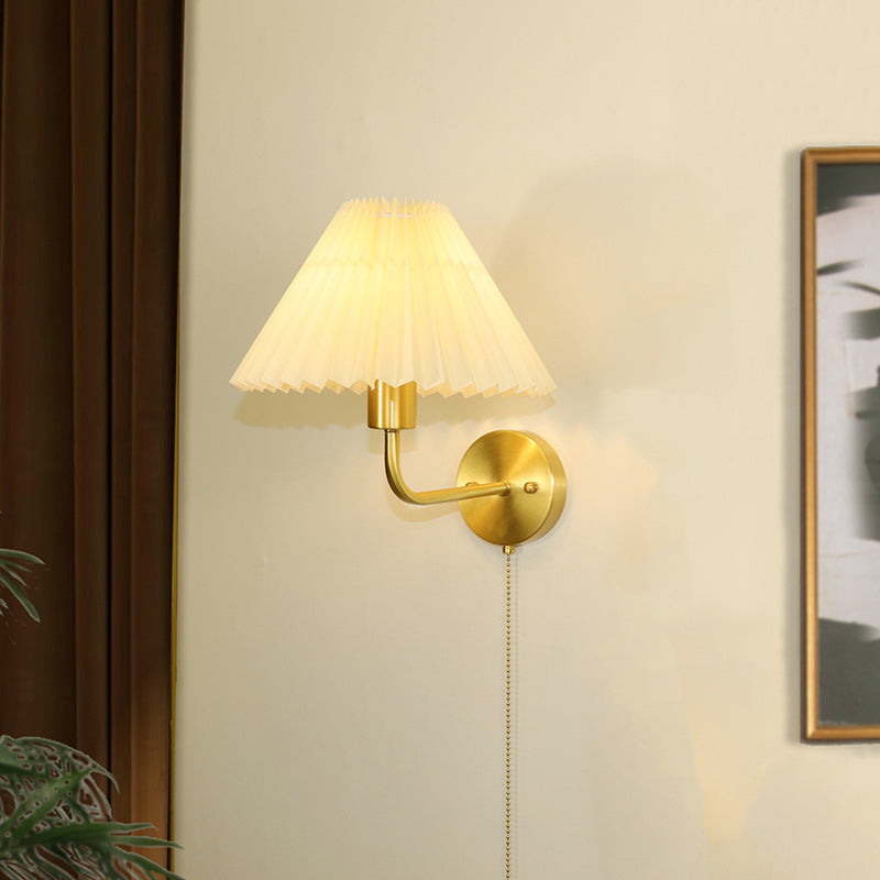 Nordic Drum Copper Fabric 1-Light Wall Sconce Lamp