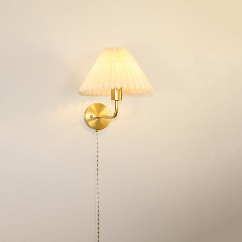 Nordic Drum Copper Fabric 1-Light Wall Sconce Lamp
