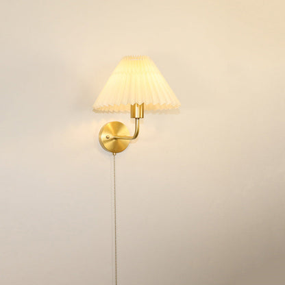 Nordic Drum Copper Fabric 1-Light Wall Sconce Lamp