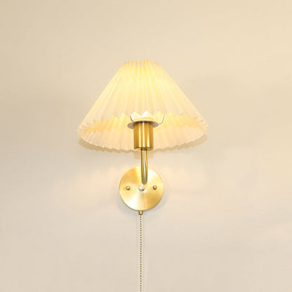 Nordic Drum Copper Fabric 1-Light Wall Sconce Lamp