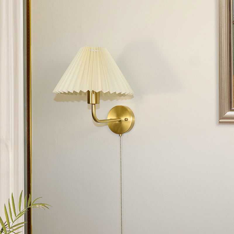 Nordic Drum Copper Fabric 1-Light Wall Sconce Lamp