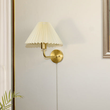 Nordic Drum Copper Fabric 1-Light Wall Sconce Lamp