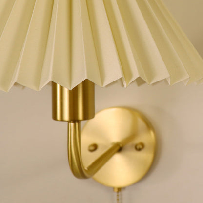 Nordic Drum Copper Fabric 1-Light Wall Sconce Lamp