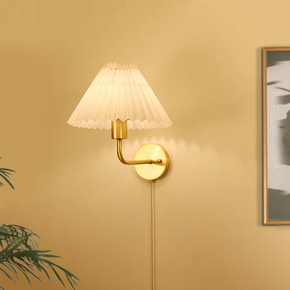 Nordic Drum Copper Fabric 1-Light Wall Sconce Lamp