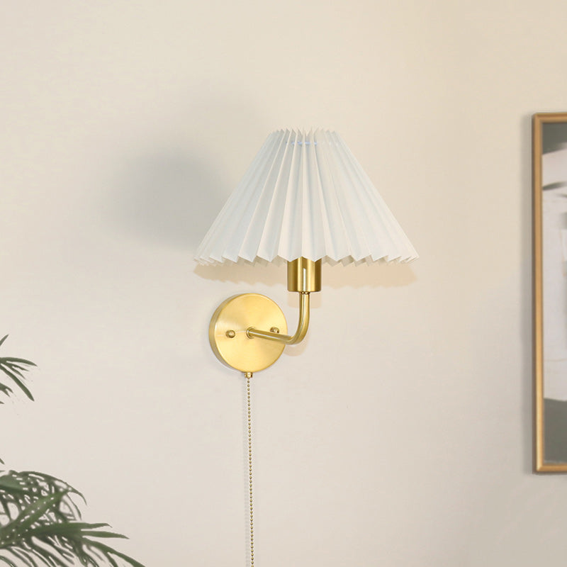 Nordic Drum Copper Fabric 1-Light Wall Sconce Lamp