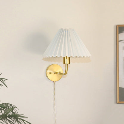 Nordic Drum Copper Fabric 1-Light Wall Sconce Lamp