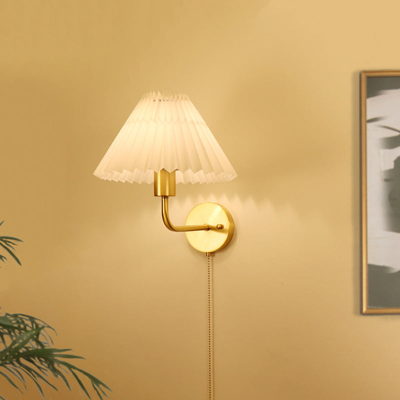Nordic Drum Copper Fabric 1-Light Wall Sconce Lamp