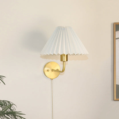 Nordic Drum Copper Fabric 1-Light Wall Sconce Lamp