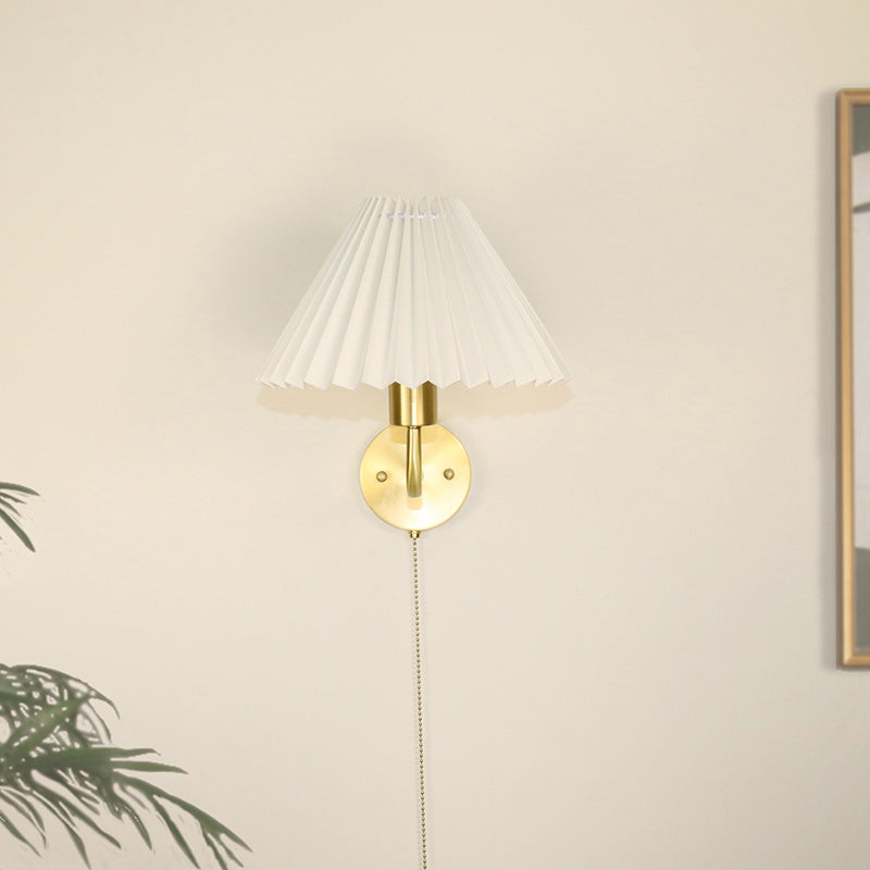 Nordic Drum Copper Fabric 1-Light Wall Sconce Lamp