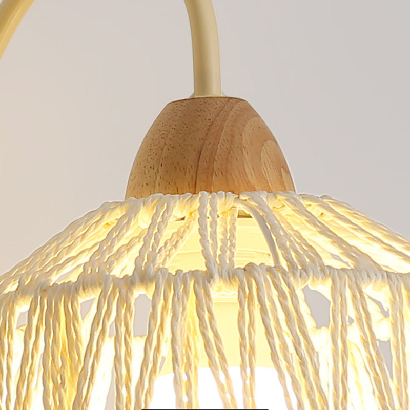 Japanese Drum Iron Wood Rattan 1-Light Wall Sconce Lamp