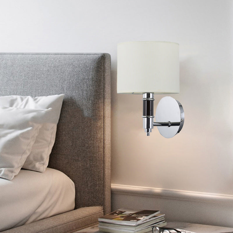 Nordic Column Steel Fabric 1-Light Wall Sconce Lamp