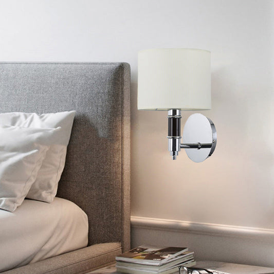 Nordic Column Steel Fabric 1-Light Wall Sconce Lamp