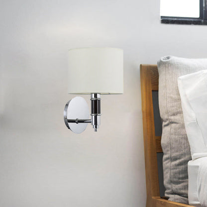 Nordic Column Steel Fabric 1-Light Wall Sconce Lamp