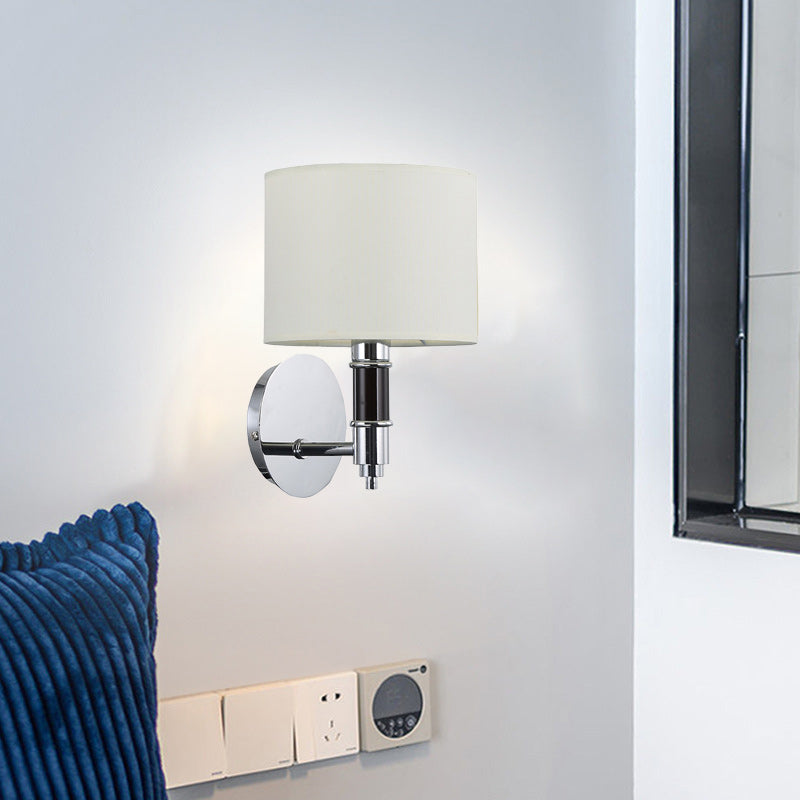Nordic Column Steel Fabric 1-Light Wall Sconce Lamp