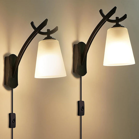 Modern Minimalist Drum Iron Glass 1-Light Wall Sconce Lamp