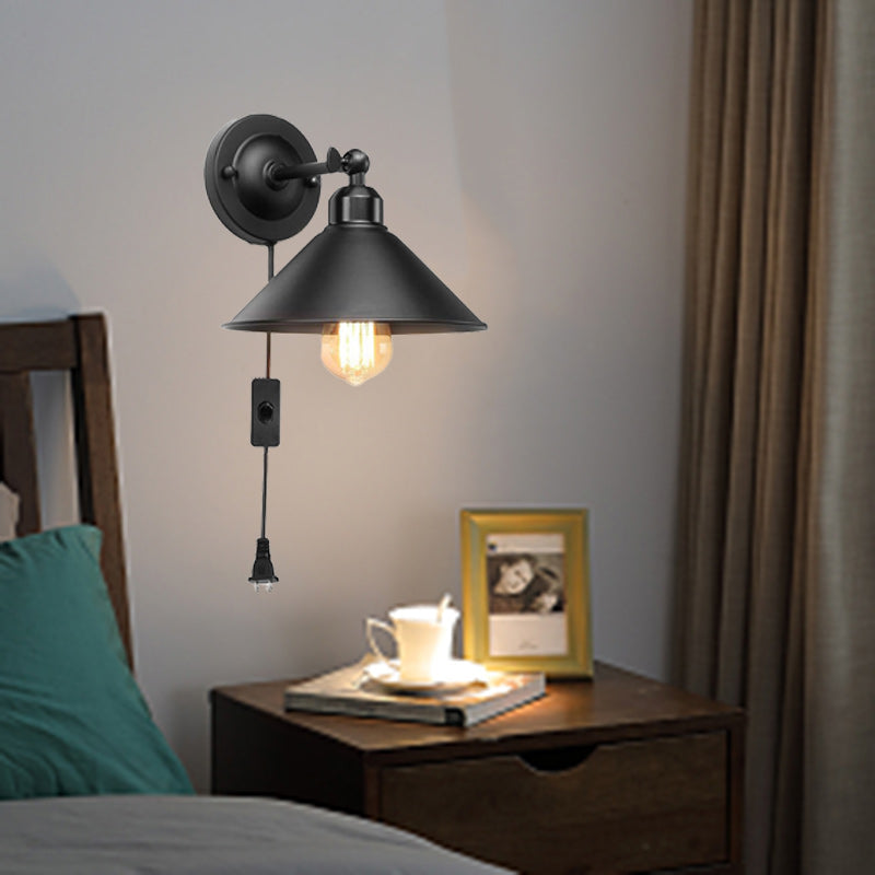 Traditional Vintage Dome Iron 1-Light Wall Sconce Lamp