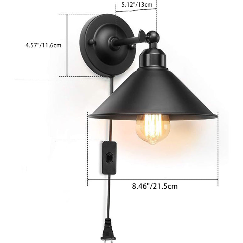 Traditional Vintage Dome Iron 1-Light Wall Sconce Lamp